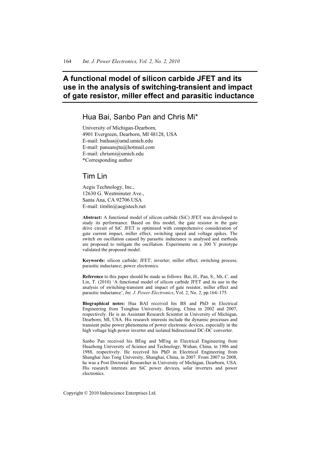 A Functional Model of Silicon Carbide JFET and Its Use in the Analysis of Switching-Transient and Impact of Gate Resistor, Miller Effect and Parasitic Inductance