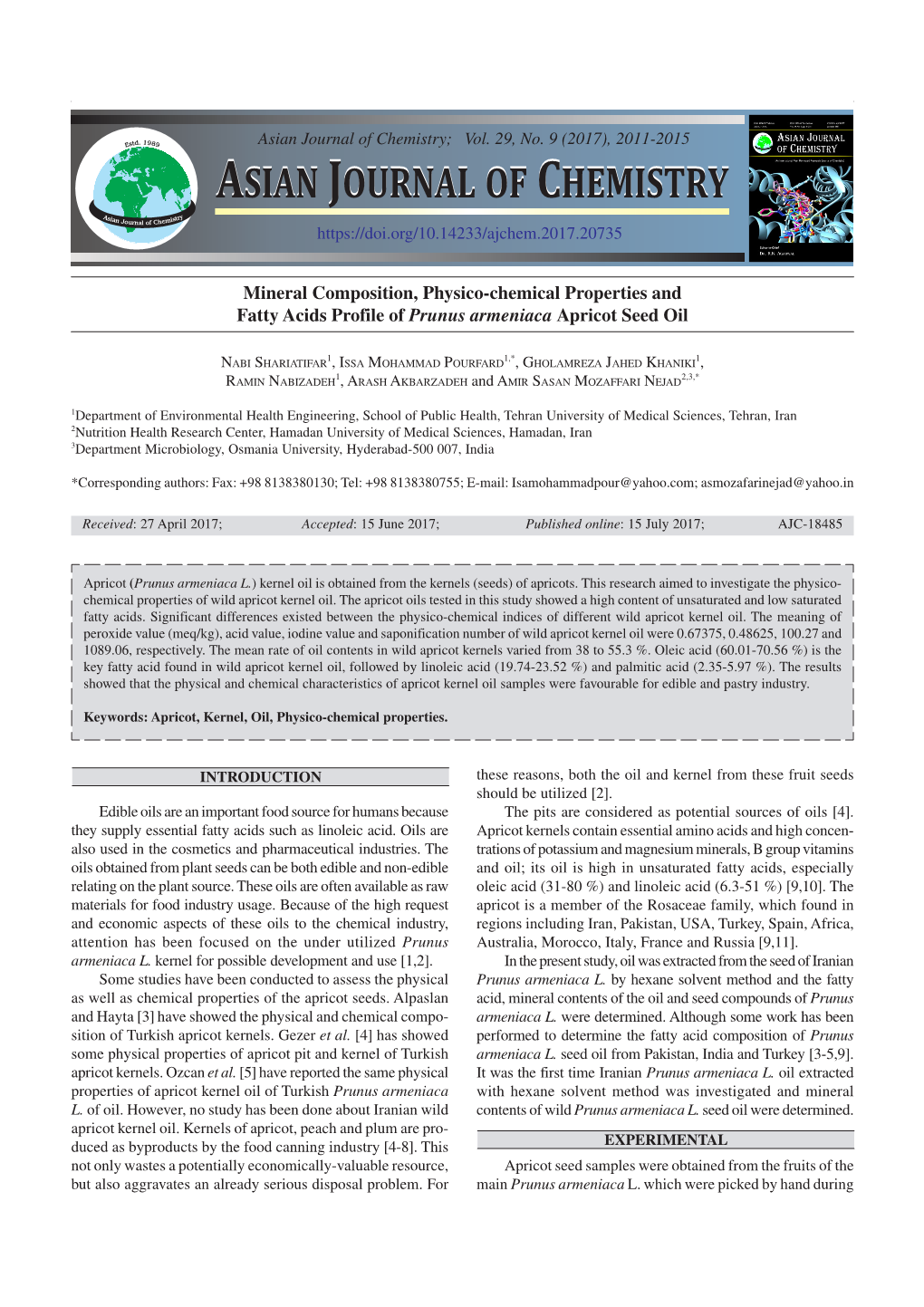 Asian Journal of Chemistry Asian Journal Of