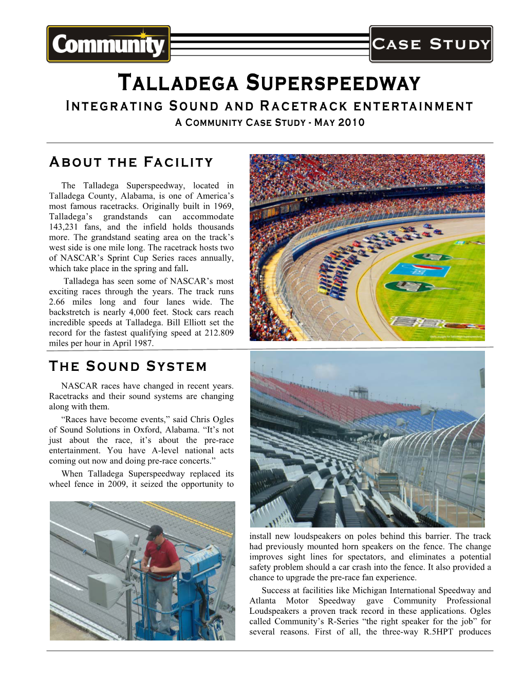 Talladega Superspeedway Case Study (R.5HP R.5SUB)