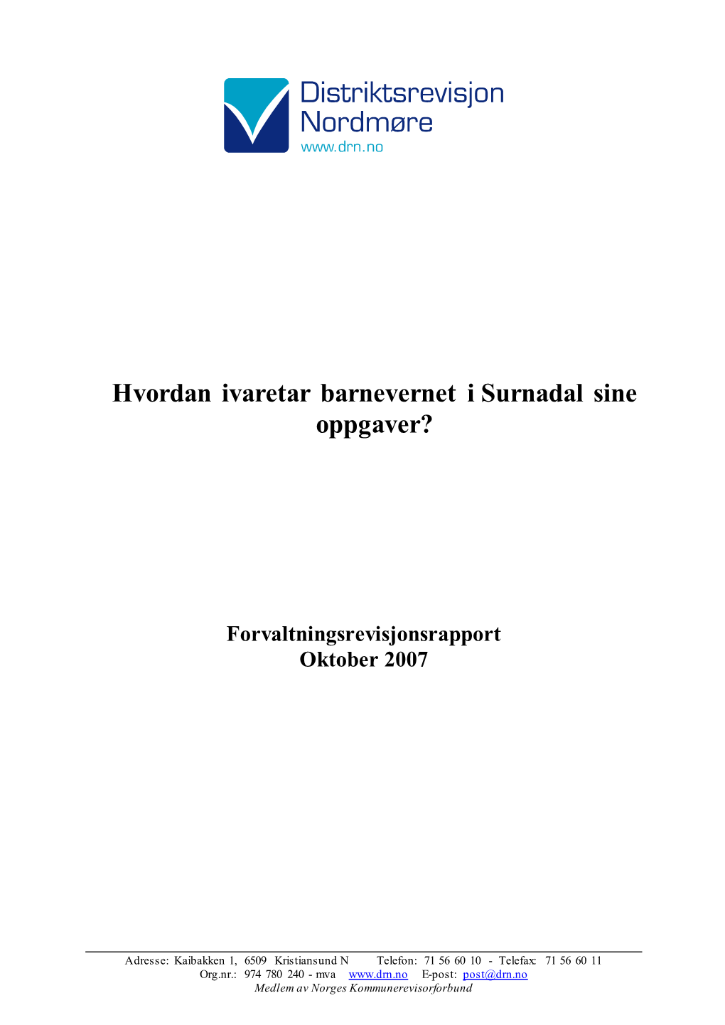 Hvordan Ivaretar Barnevernet I Surnadal Sine Oppgaver?