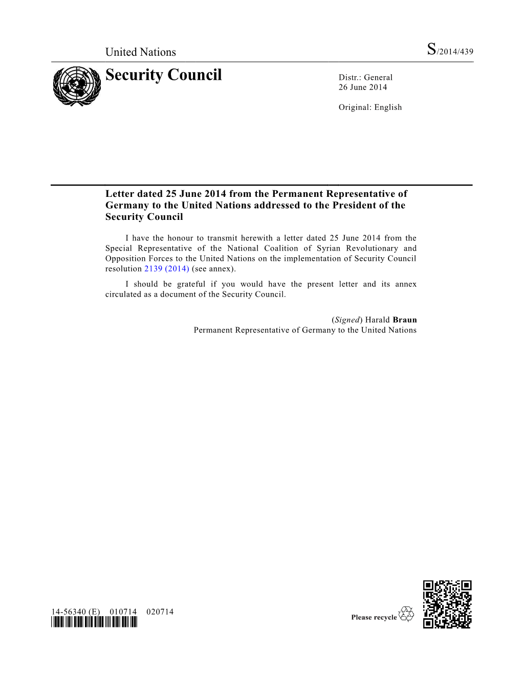 Security Council Distr.: General 26 June 2014