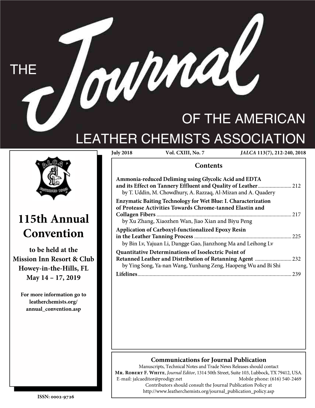 The of the American Leather Chemists Association
