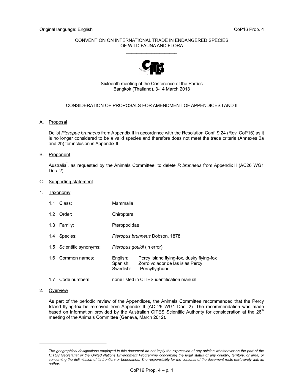 Cop16 Prop. 4 – P. 1 Original Language