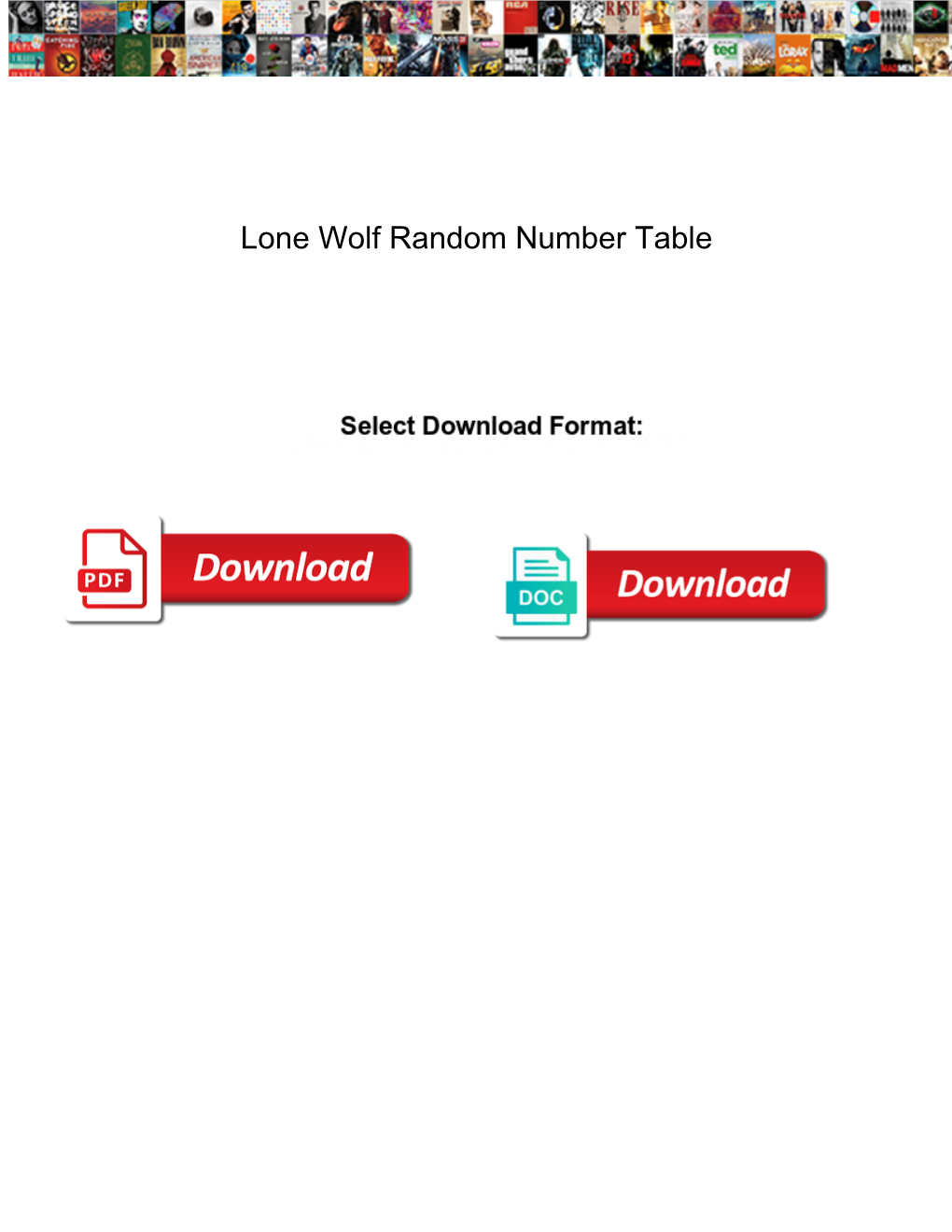 Lone Wolf Random Number Table