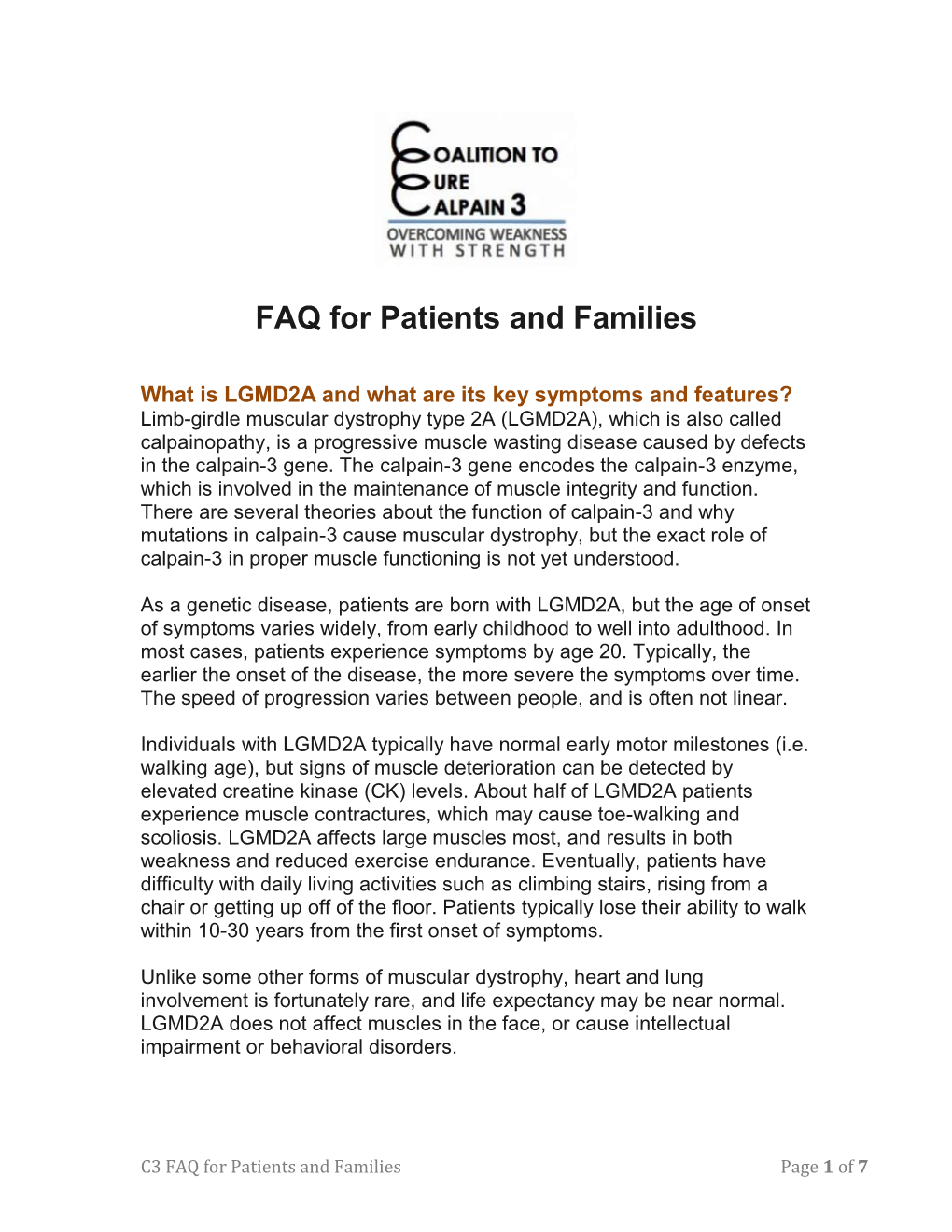 FAQ for Patients and Families