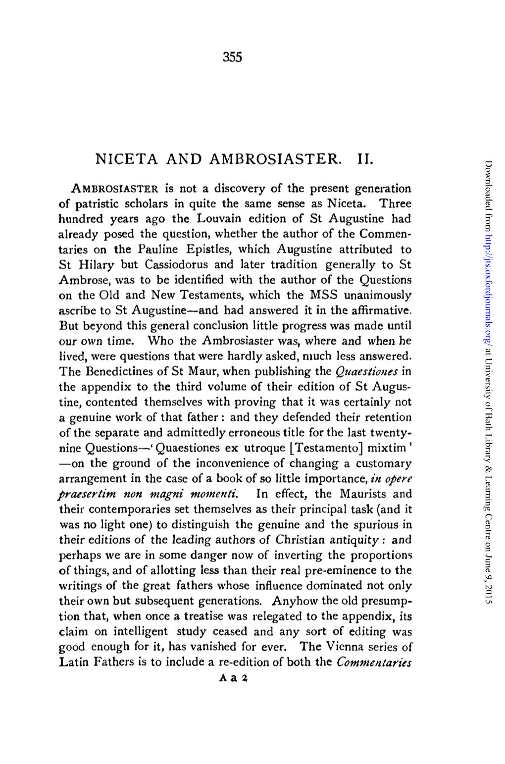 Niceta and Ambrosiaster. Ii