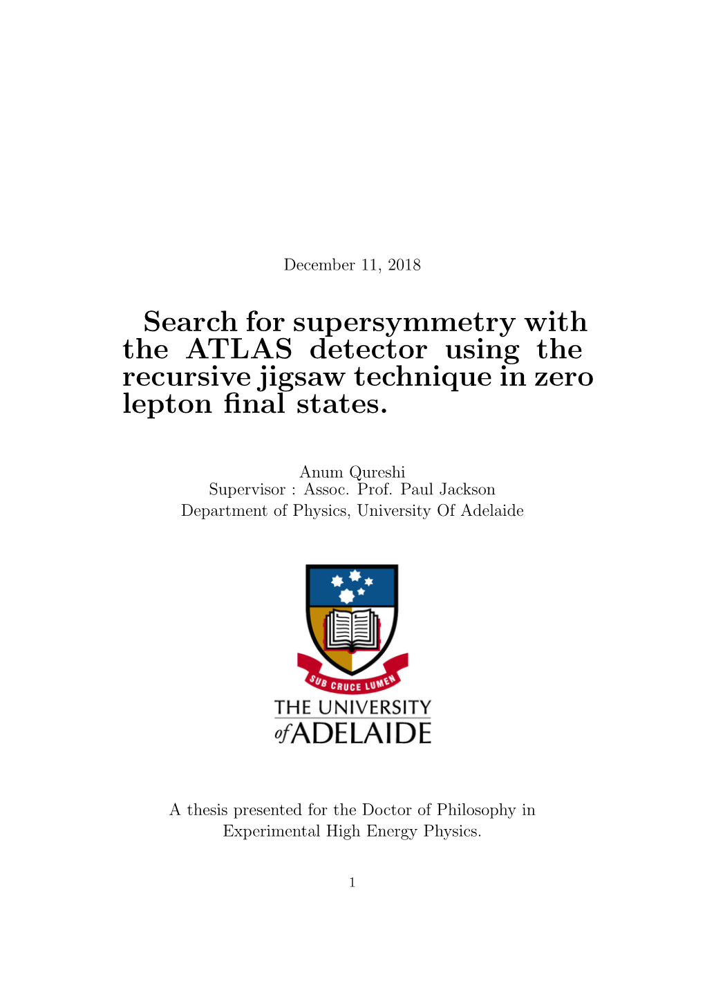 Search for Supersymmetry with the ATLAS Detector Using the Recursive Jigsaw Technique in Zero Lepton Final States