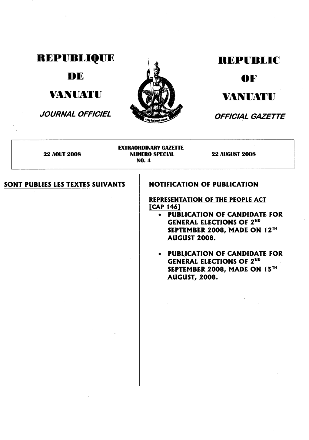 Republique De Vanuatu Republi(; Vanuatu