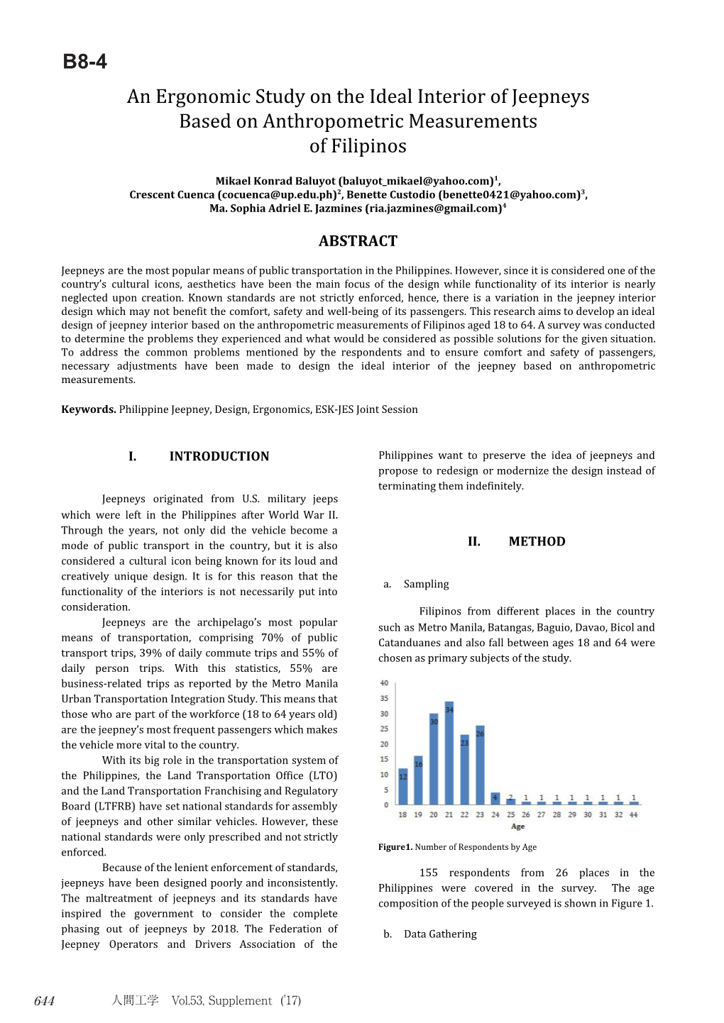 An Ergonomic Study on the Ideal Interior of Jeepneys Based on Anthropometric Measurements of Filipinos