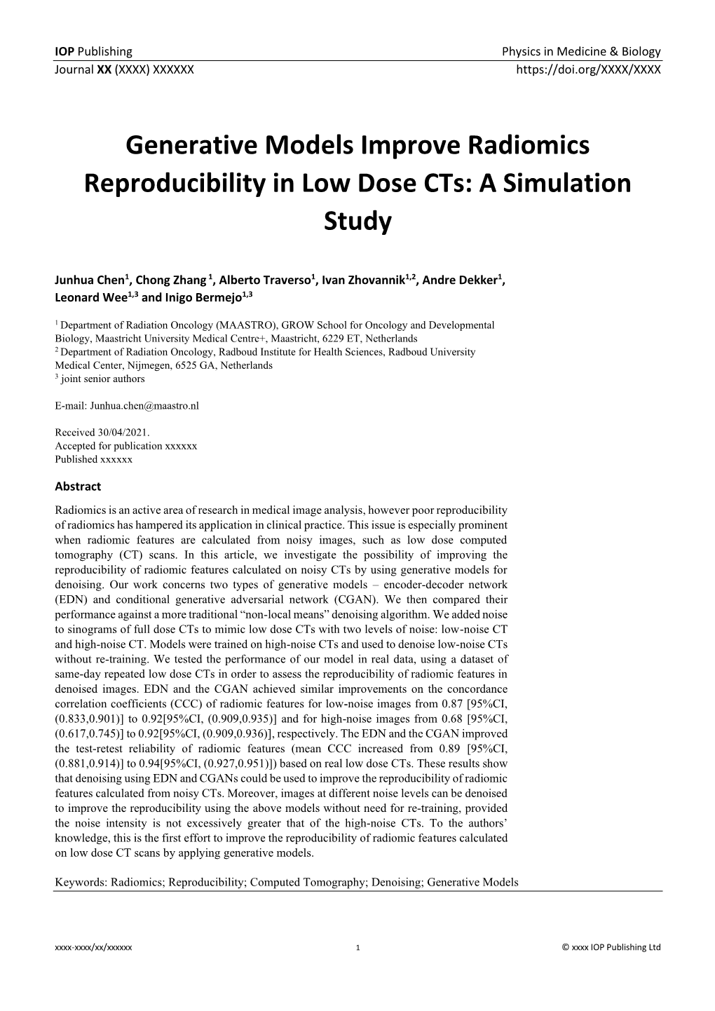 Generative Models Improve Radiomics Reproducibility in Low Dose Cts: a Simulation Study