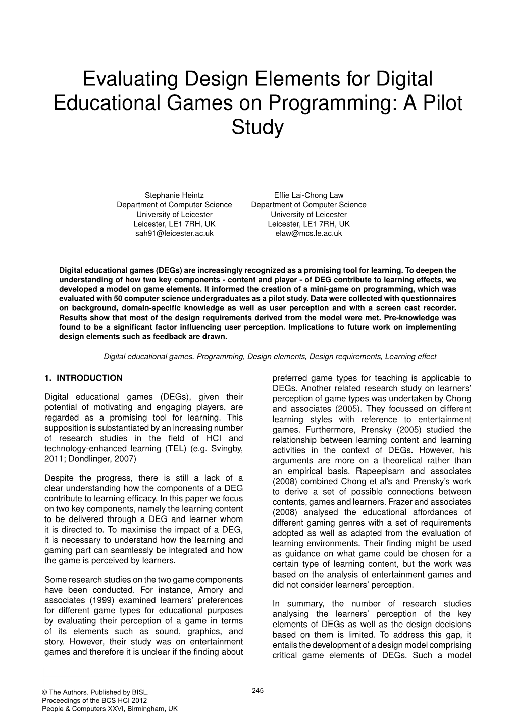 Evaluating Design Elements for Digital Educational Games on Programming: a Pilot Study