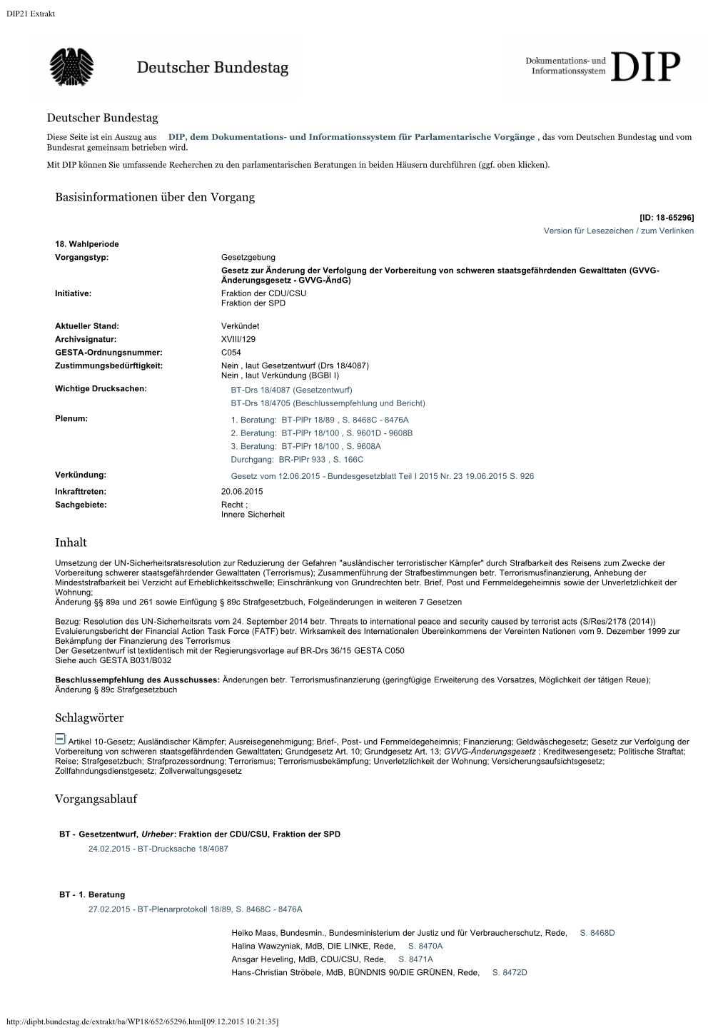 Parlamentsmaterialien Beim DIP (PDF, 36KB
