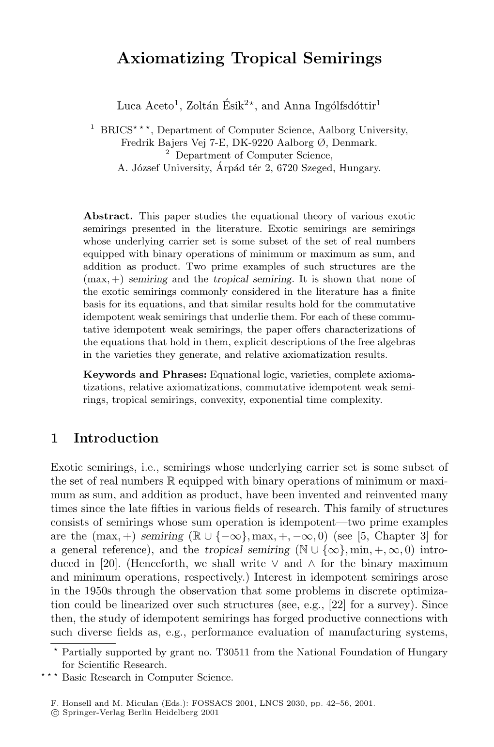 Axiomatizing Tropical Semirings