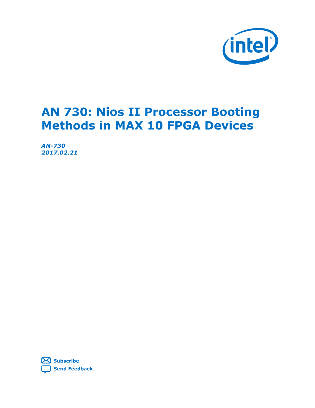 AN 730: Nios II Processor Booting Methods in MAX 10 FPGA Devices