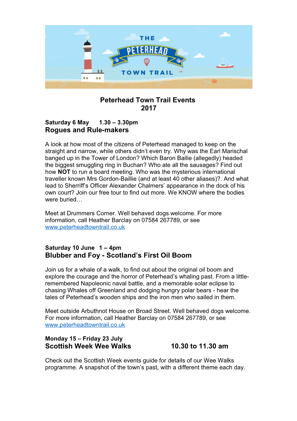 Peterhead Town Trail Events