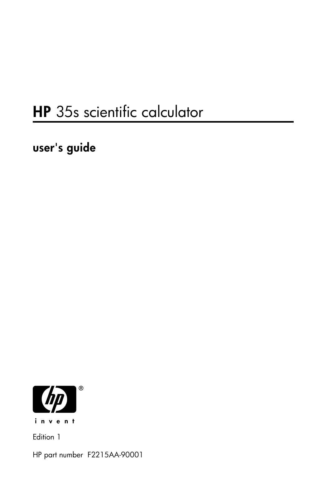 HP 35S Scientific Calculator User's Guide