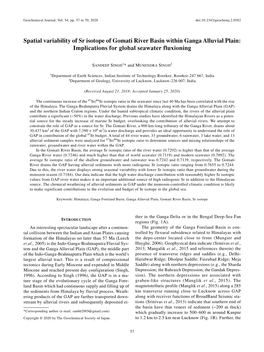 Geochemical Journal, Vol. 54 (No. 2), Pp. 57-70, 2020