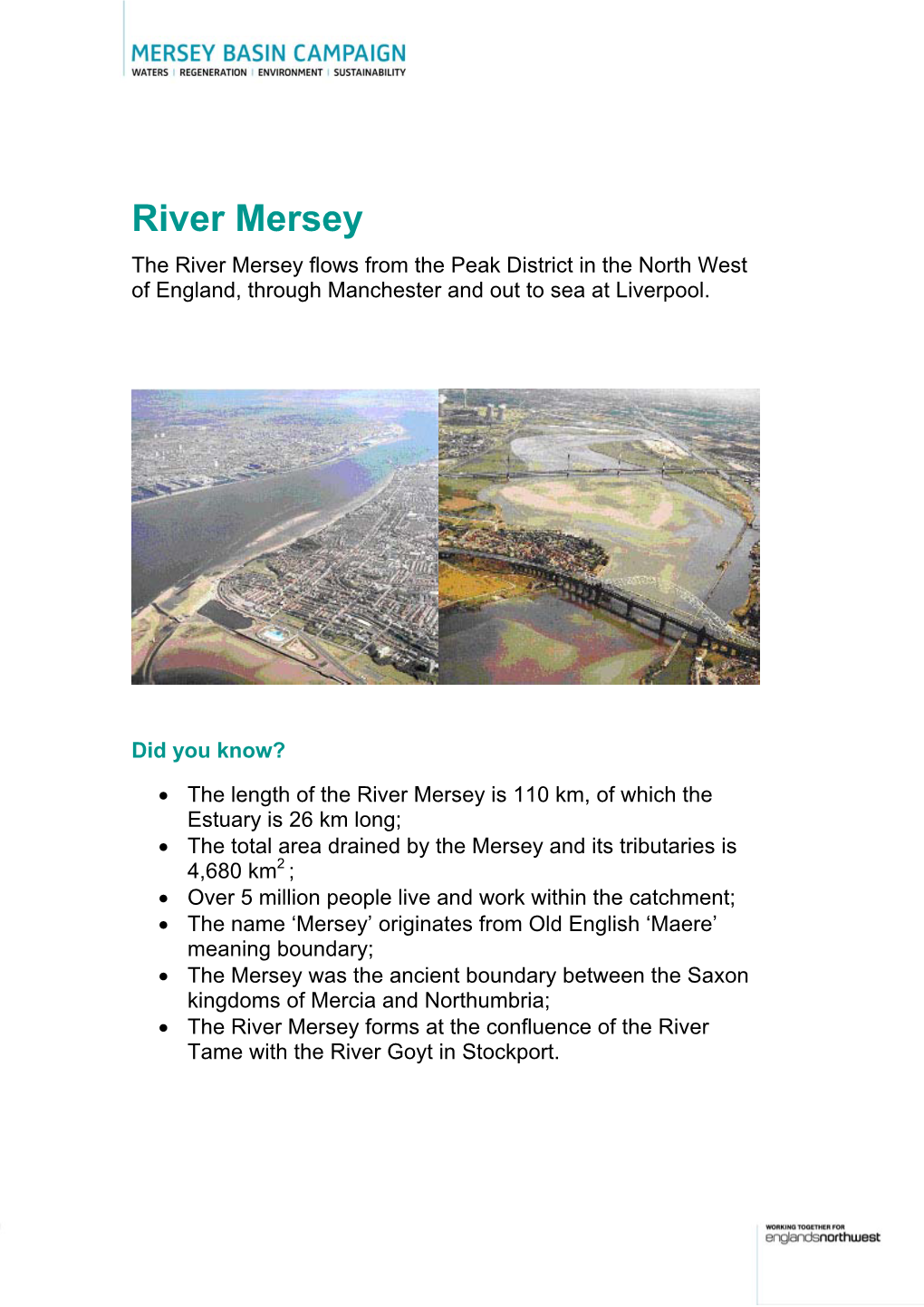 River Mersey the River Mersey Flows from the Peak District in the North West of England, Through Manchester and out to Sea at Liverpool