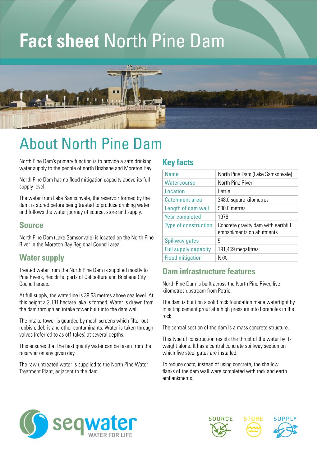 Fact Sheet North Pine Dam