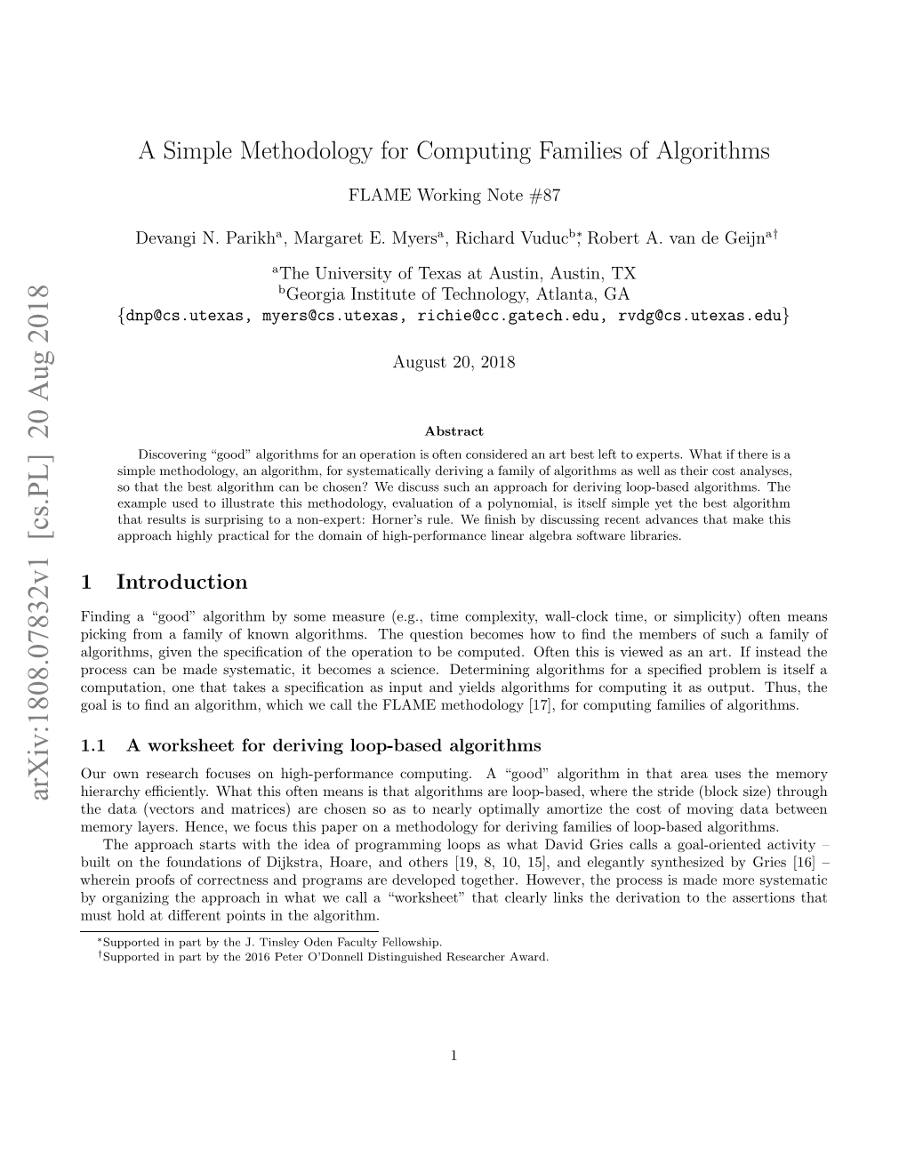 A Simple Methodology for Computing Families of Algorithms