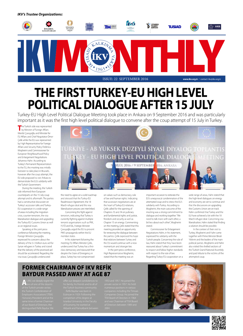 The First Turkey-Eu High Level Political Dialogue After 15