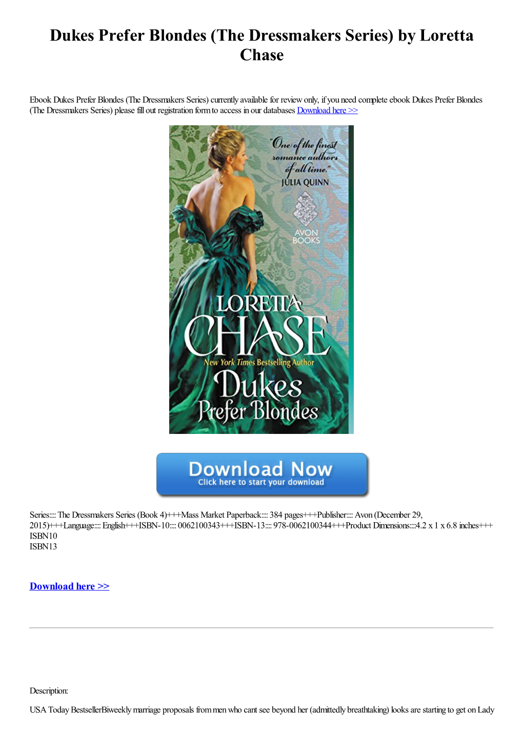 Download Ebook Dukes Prefer Blondes (The Dressmakers Series)