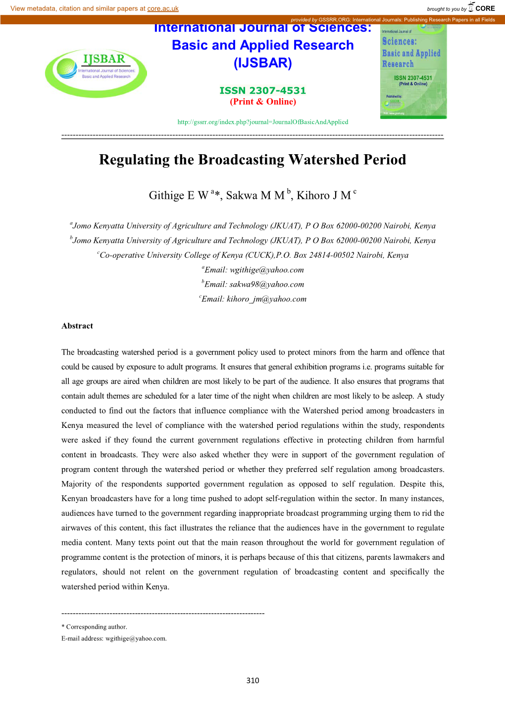 Regulating the Broadcasting Watershed Period