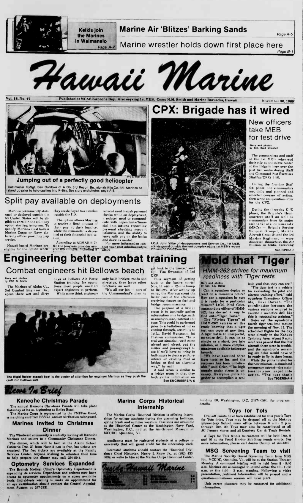 Tiger Get Back to the Basics," Said Combat Engineers Hit Bellows Beach Cpl