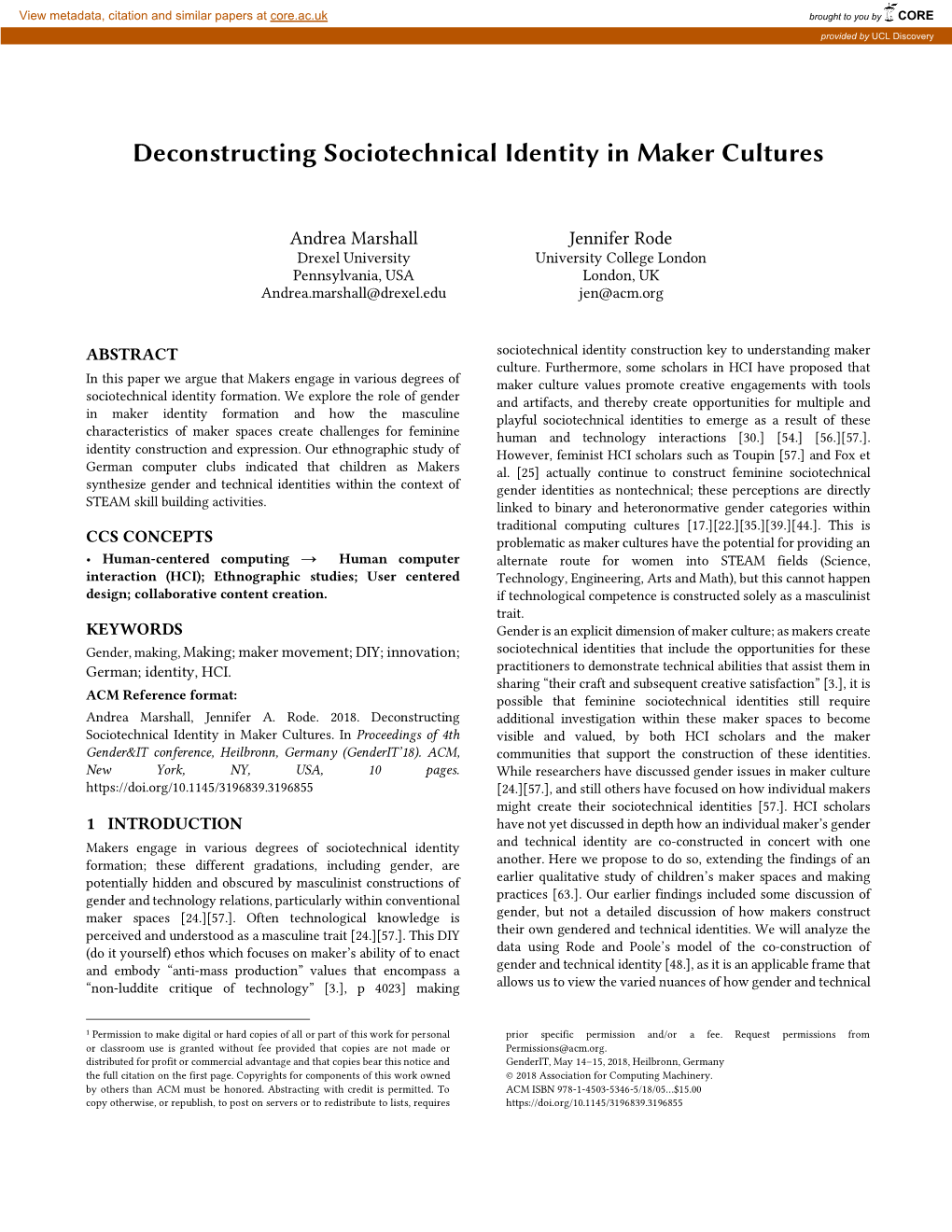 Deconstructing Sociotechnical Identity in Maker Cultures 1