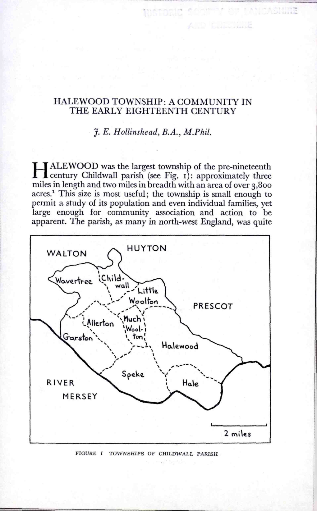 Halewood Township: a Community in the Early Eighteenth Century