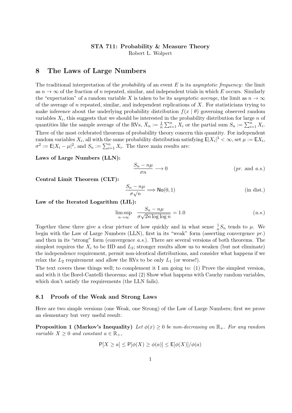 8 the Laws of Large Numbers