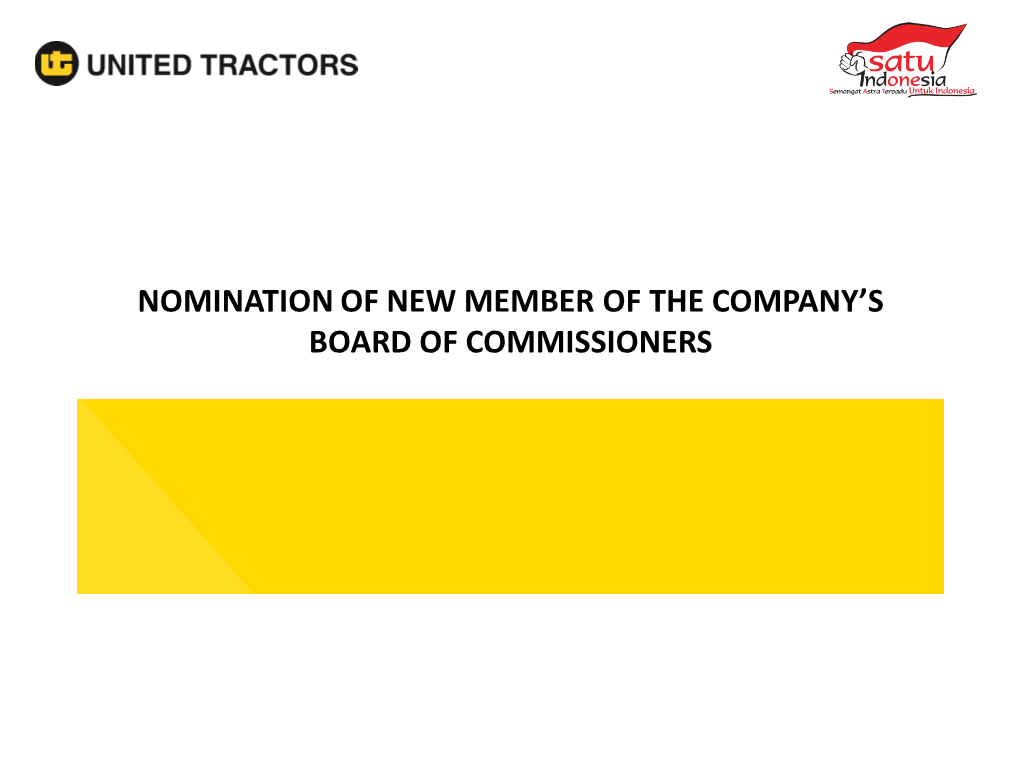 Nomination of New Member of the Company's