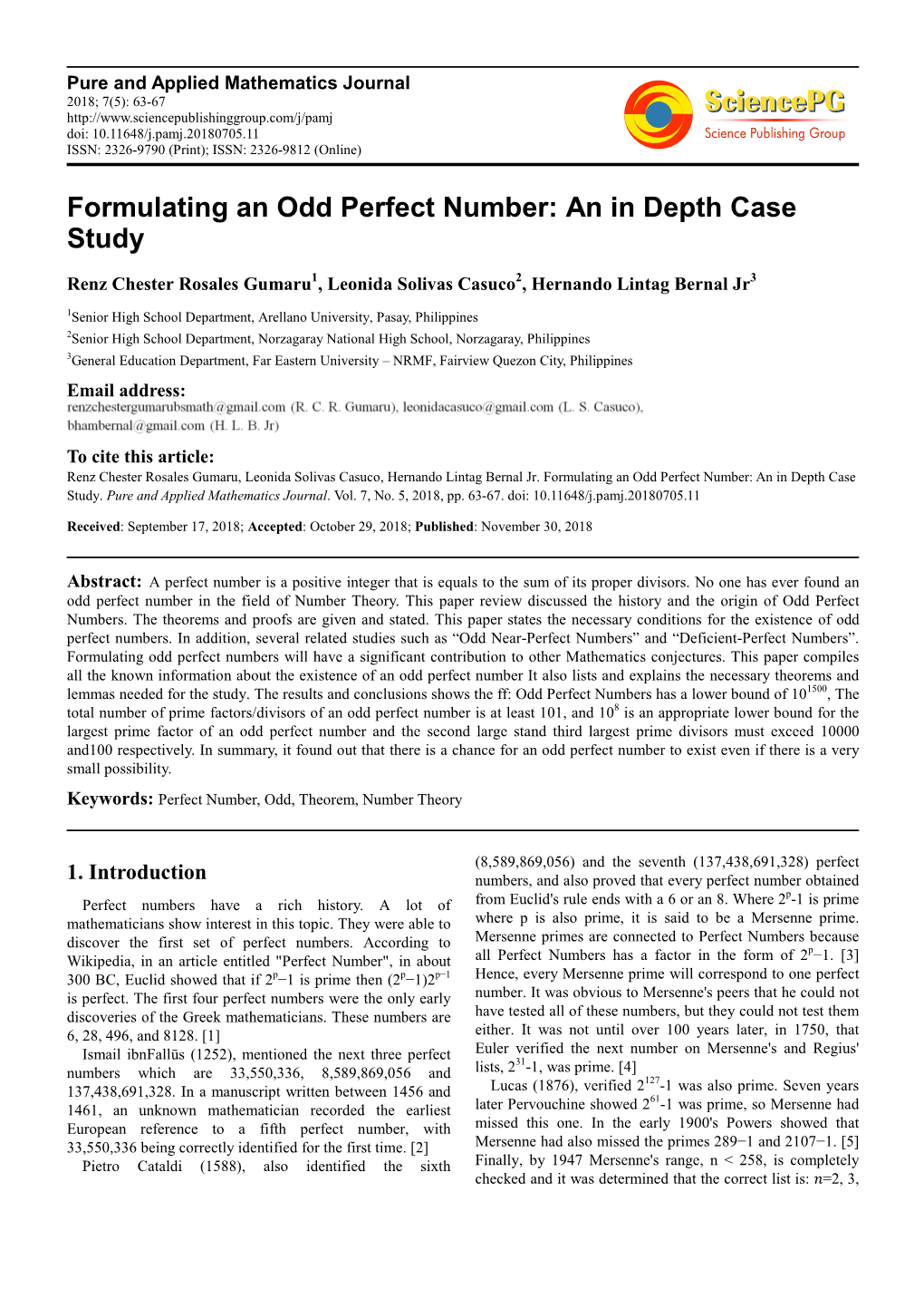 Formulating an Odd Perfect Number: an in Depth Case Study