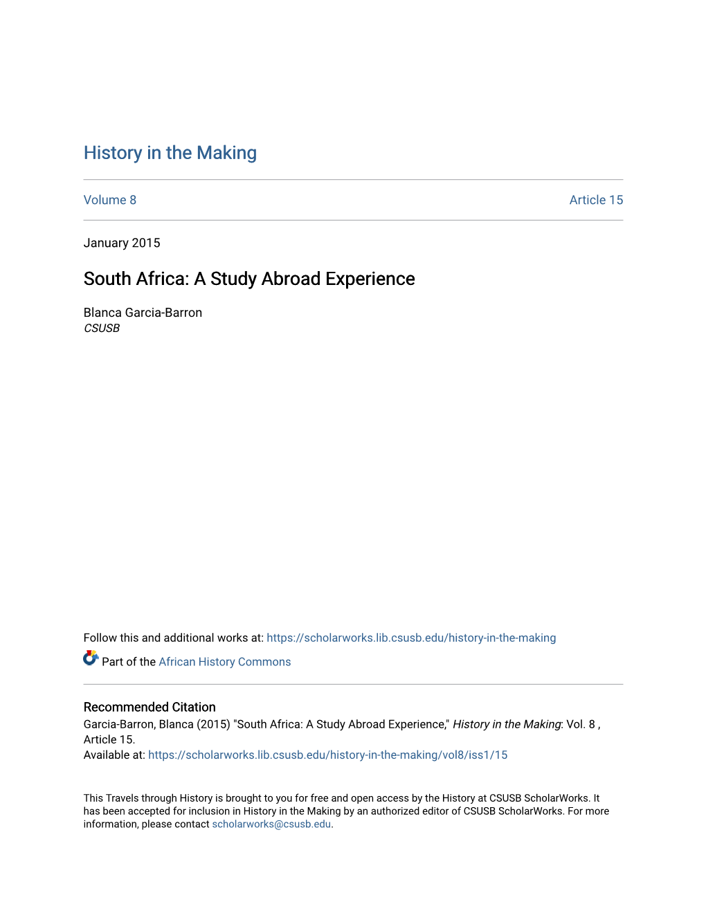 South Africa: a Study Abroad Experience