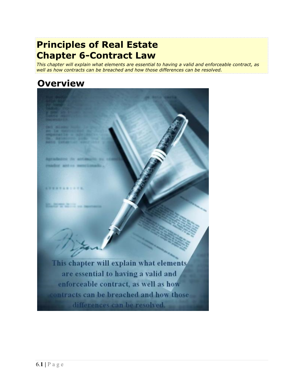Chapter 6-Contract Law (Principles of Real Estate)