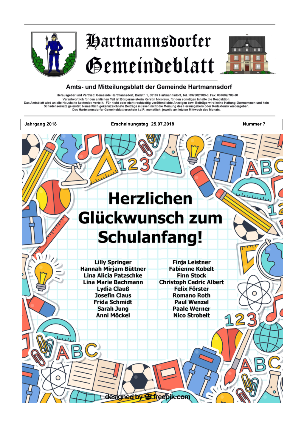 Juli 2018 Hartmannsdorfer Gemeindeblatt Seite 2