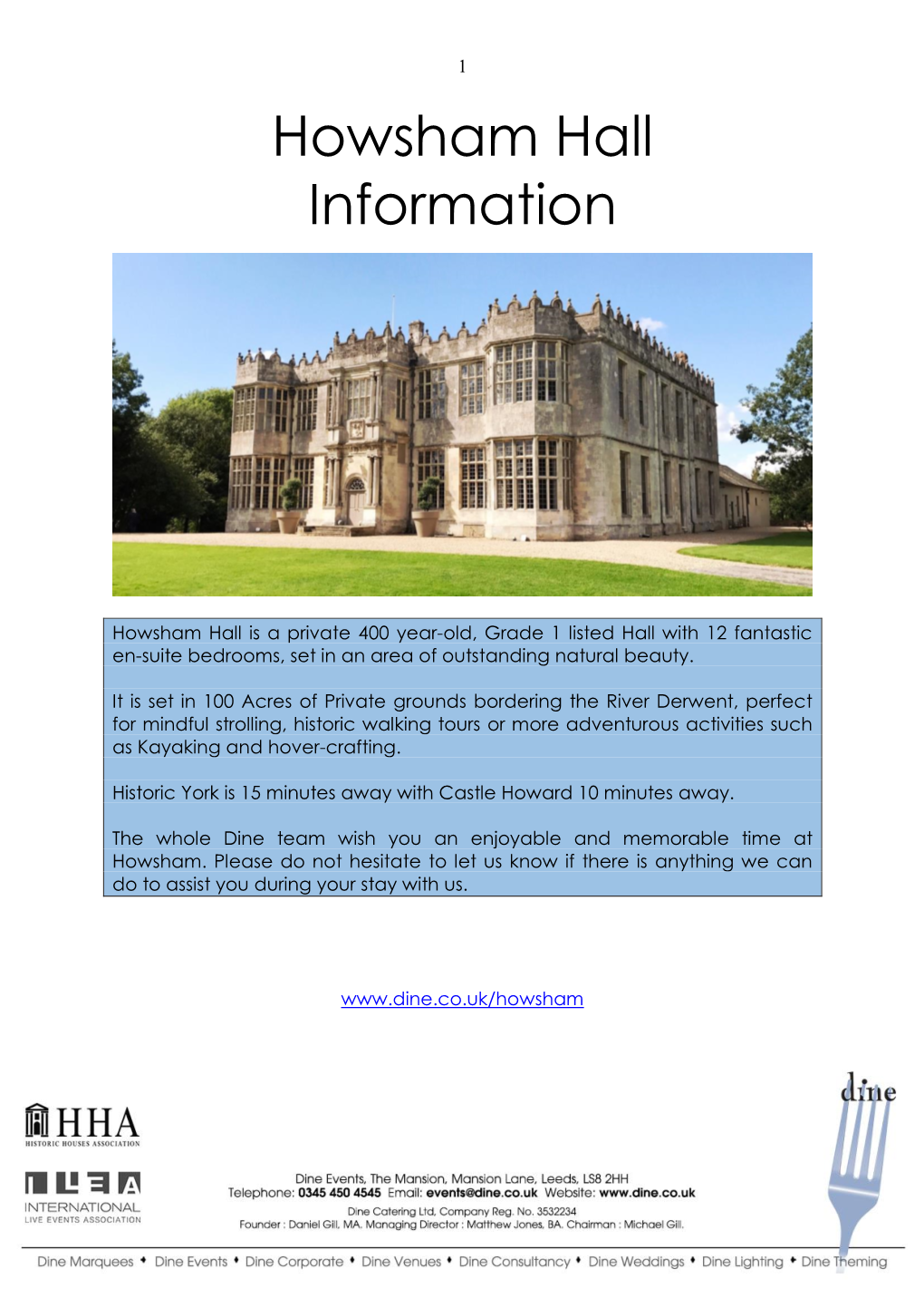 Howsham Hall Information