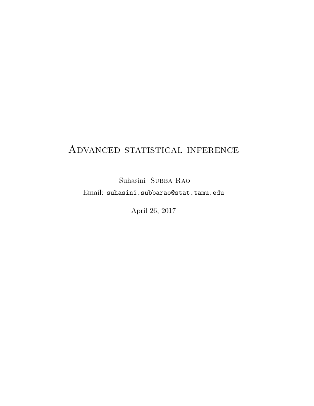 Advanced Statistical Inference