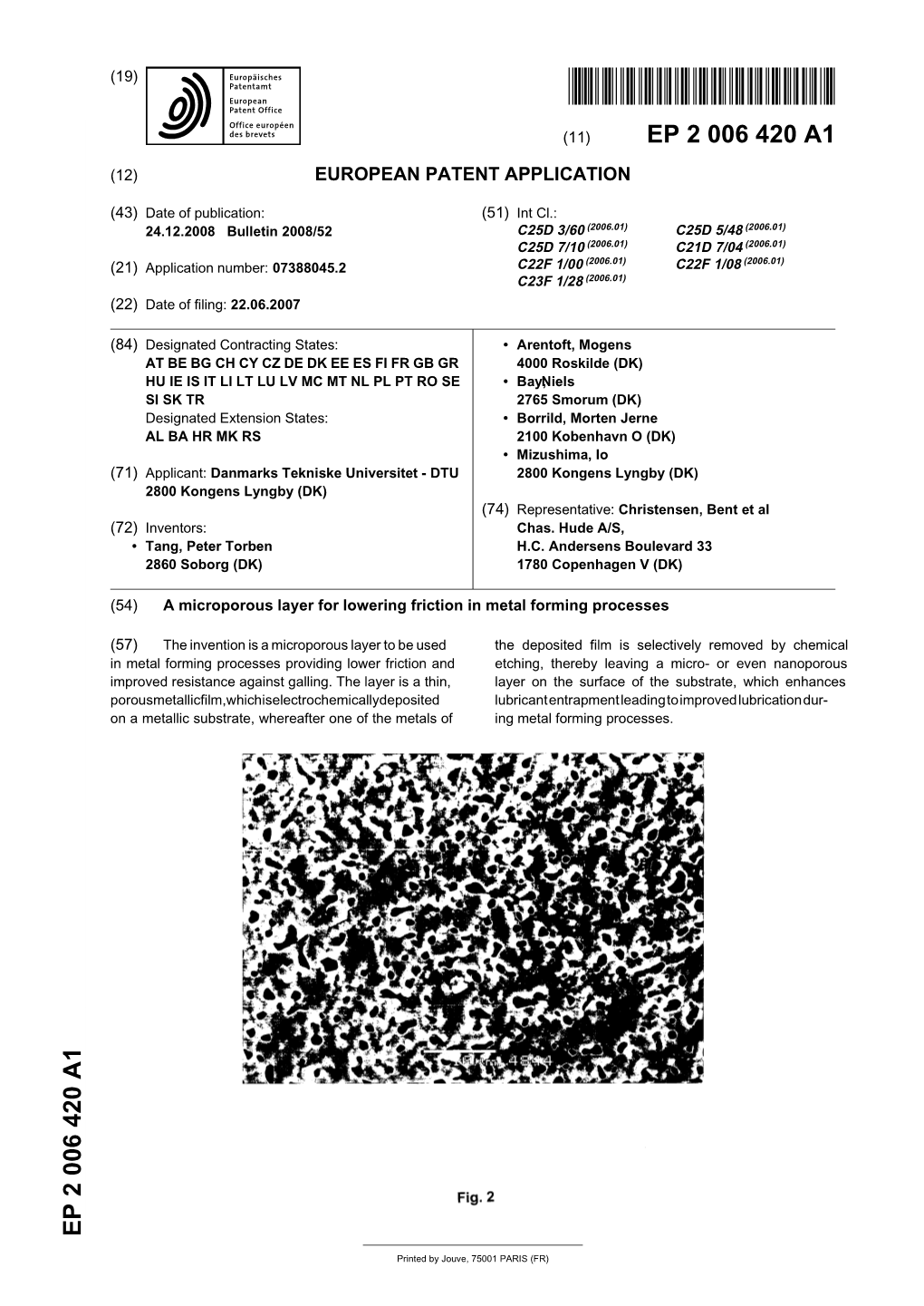 A Microporous Layer for Lowering Friction in Metal Forming Processes