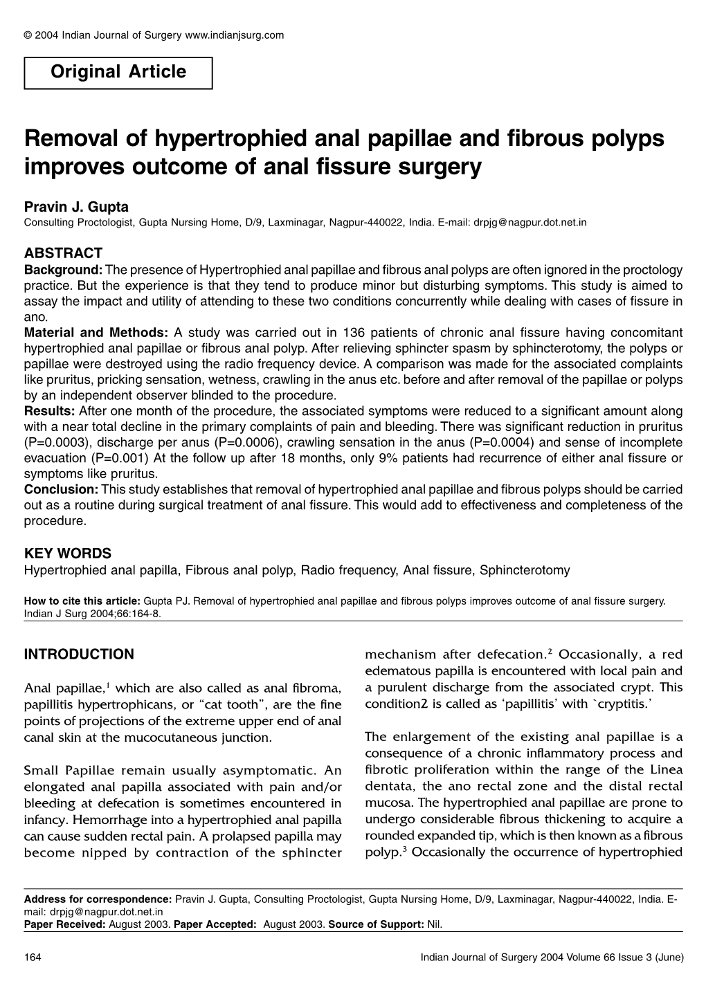 Removal of Hypertrophied Anal Papillae and Fibrous Polyps Improves Outcome of Anal Fissure Surgery