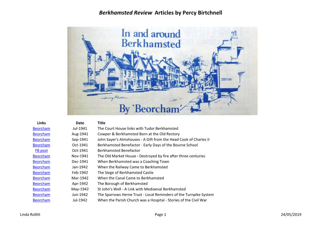 Berkhamsted Review Articles by Percy Birtchnell