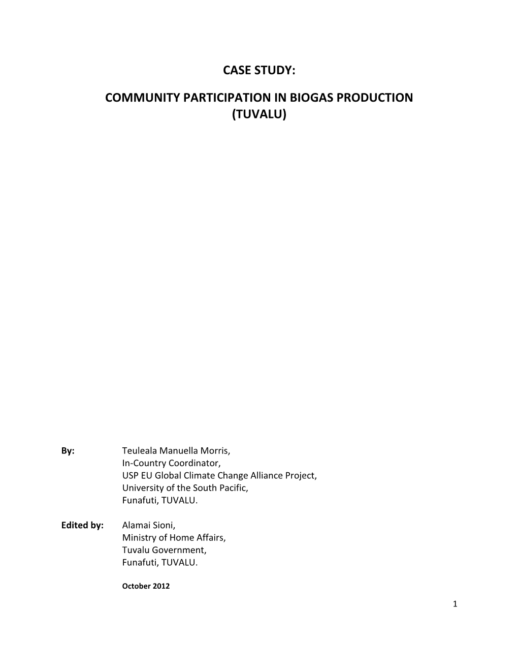 Community Participation in Biogas Production (Tuvalu)