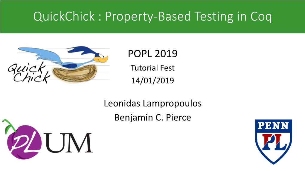 Quickchick : Property-Based Testing in Coq