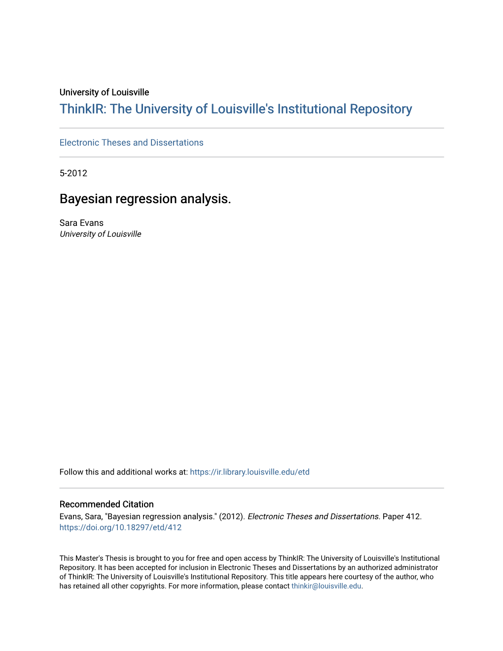 Bayesian Regression Analysis