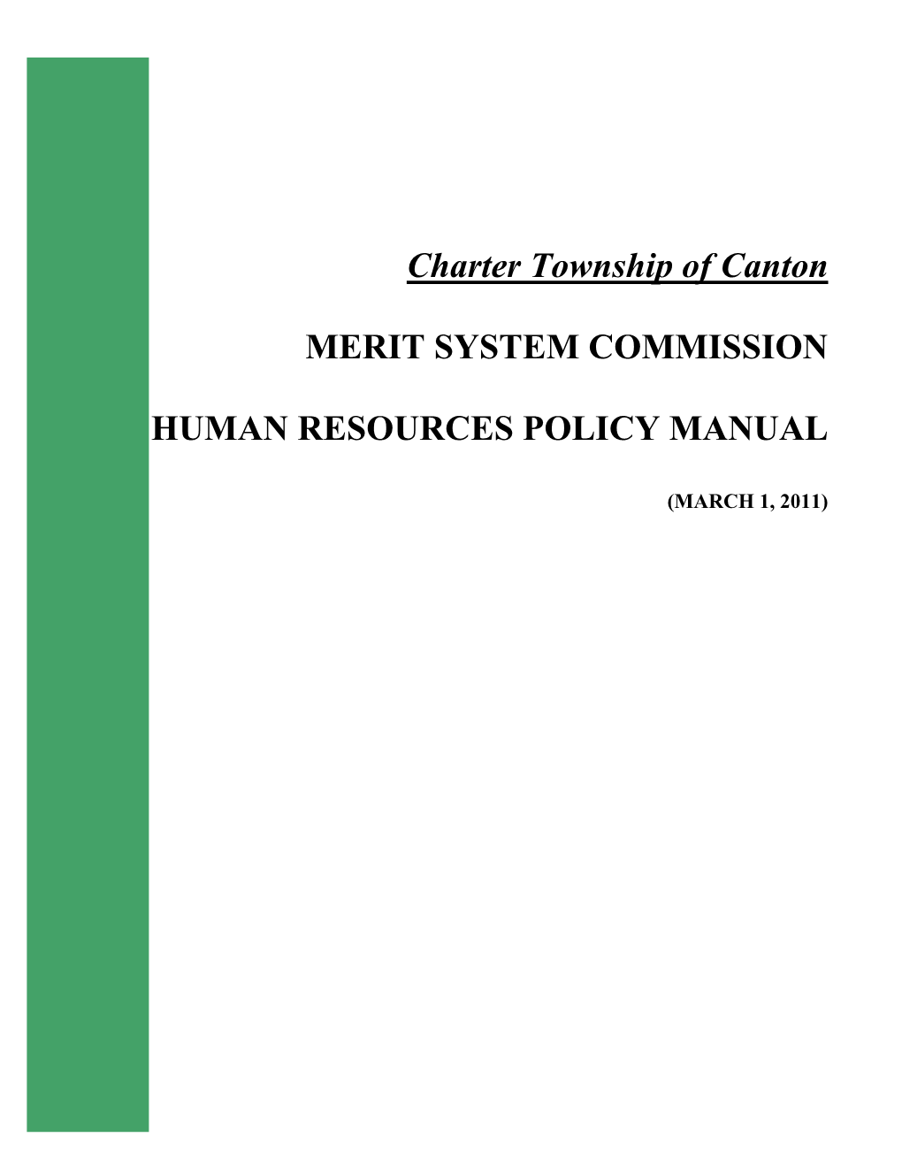 Human Resources Policy Manual