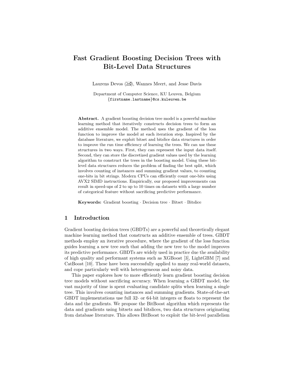 Fast Gradient Boosting Decision Trees with Bit-Level Data Structures