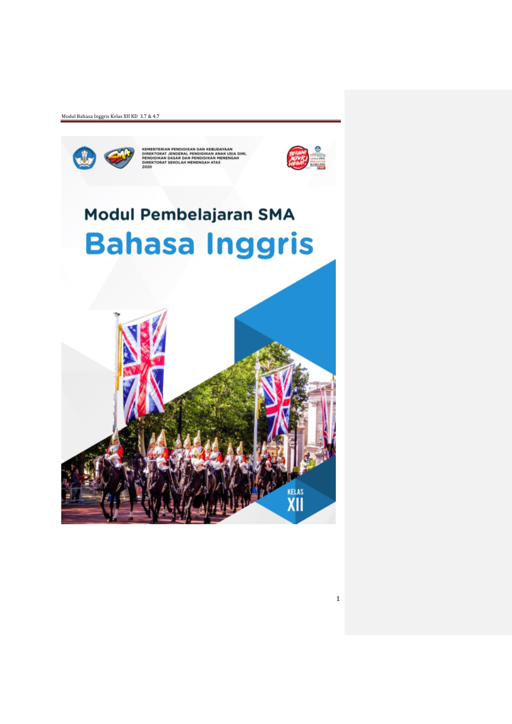 Modul Bahasa Inggris Kelas XII KD 3.7 &