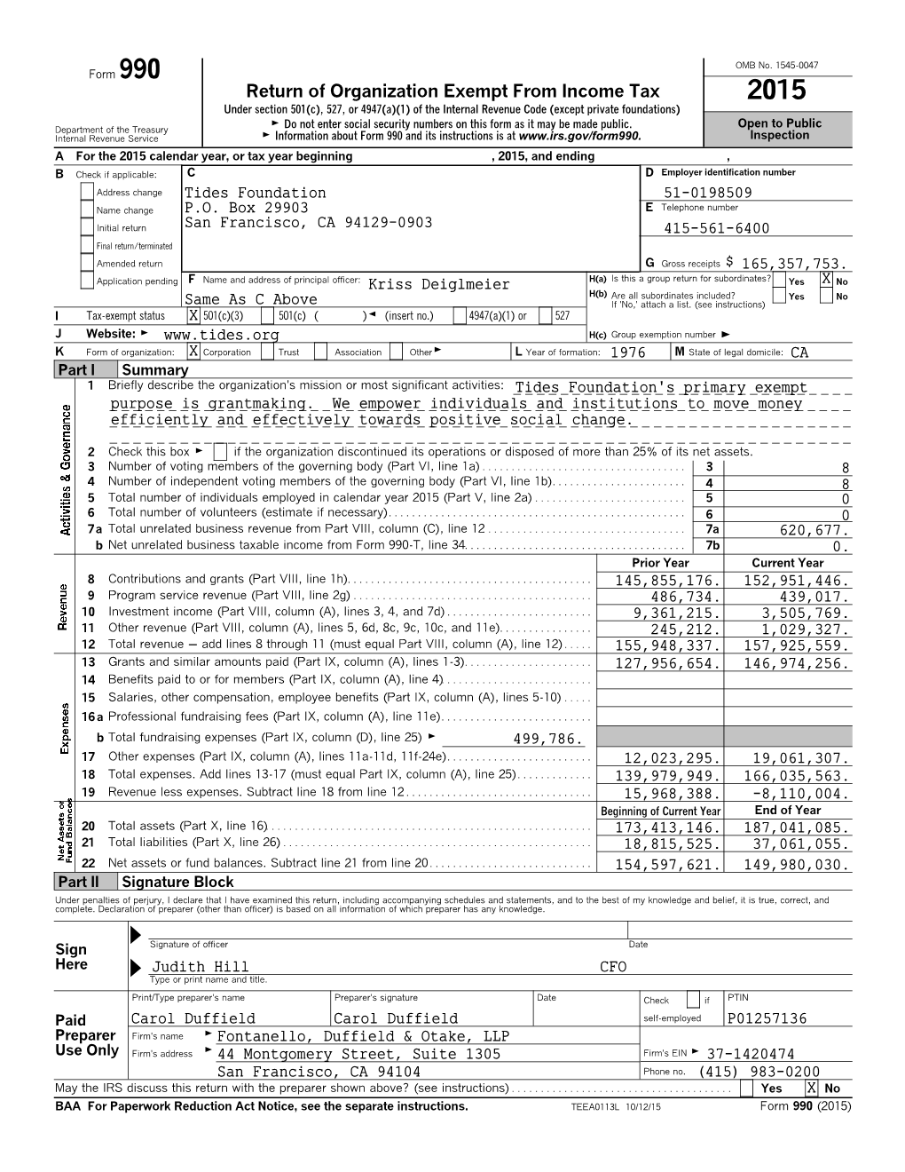 Tides Foundation 2015 Form