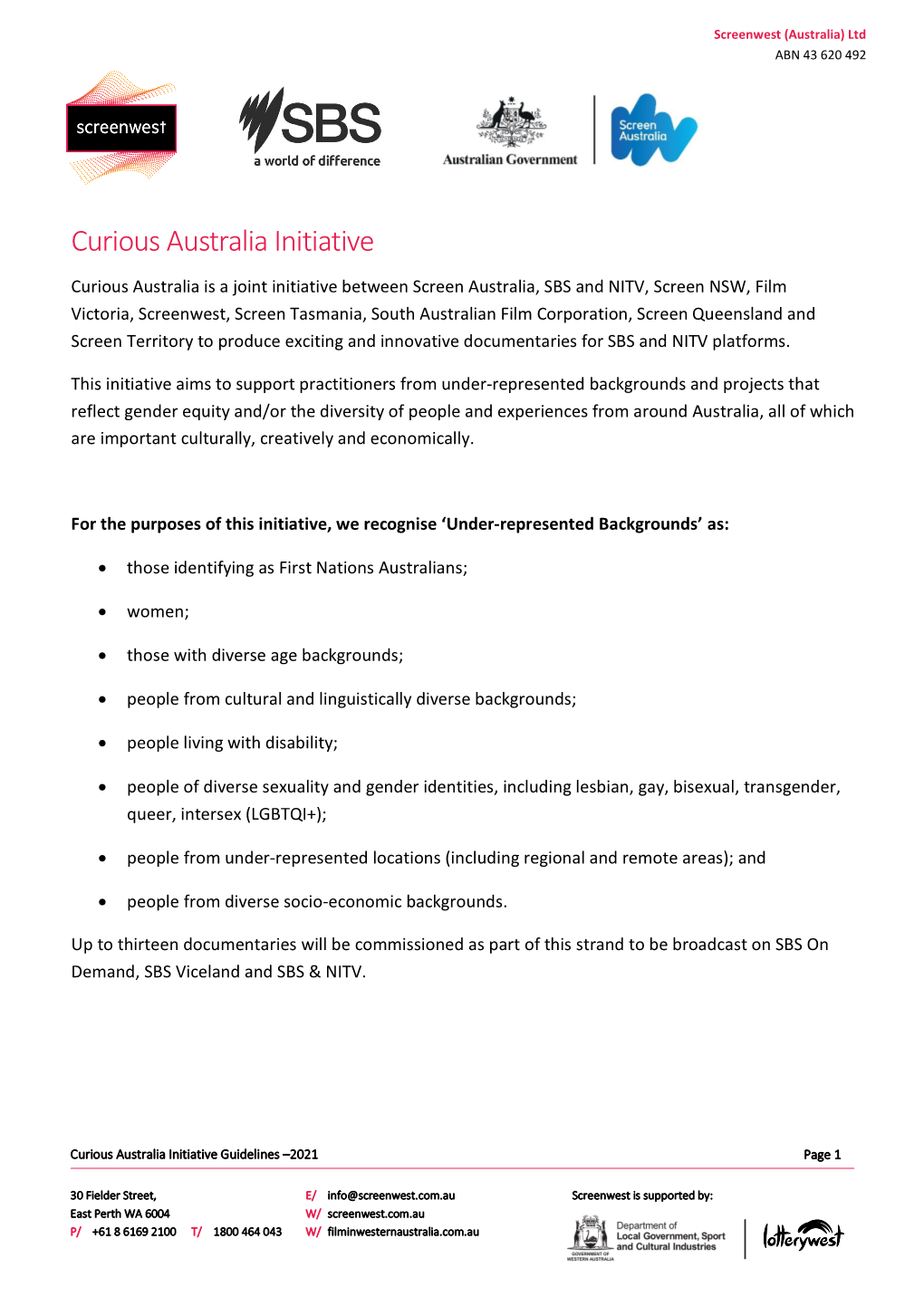 Curious Australia Initiative Guidelines – May 2021