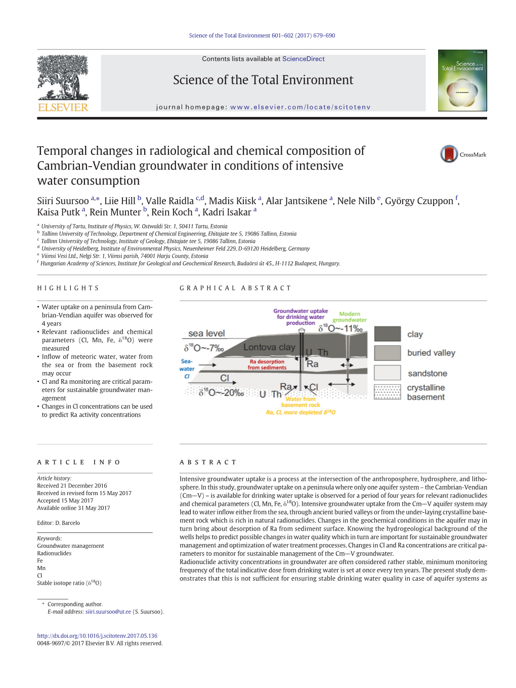 Temporal Changes in Radiological and Chemical Composition of Cambrian-Vendian Groundwater in Conditions of Intensive Water Consumption